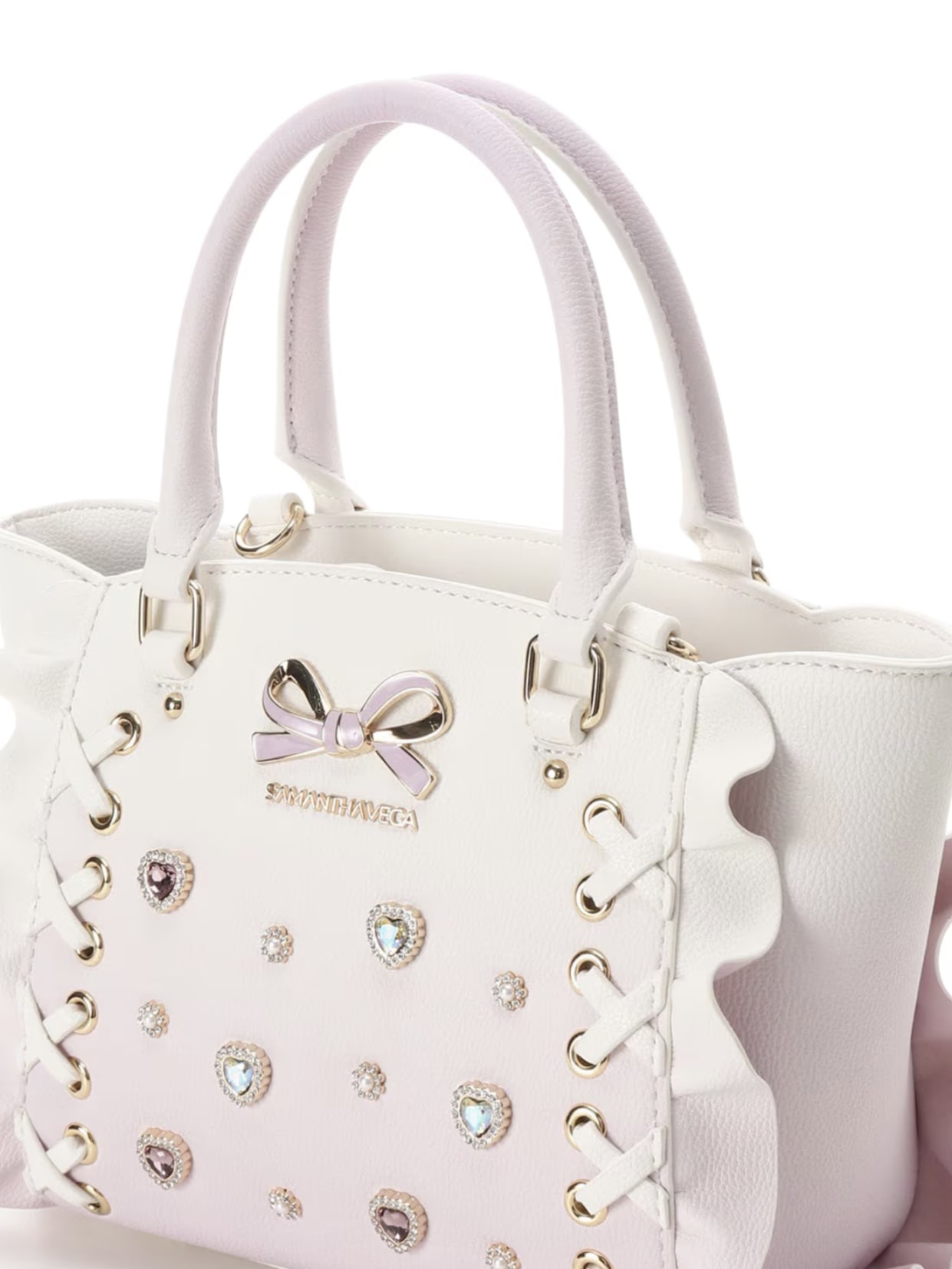 レースアップハートビジューグラデーションフラッター（ミニ）【ラベンダー】 ラベンダー