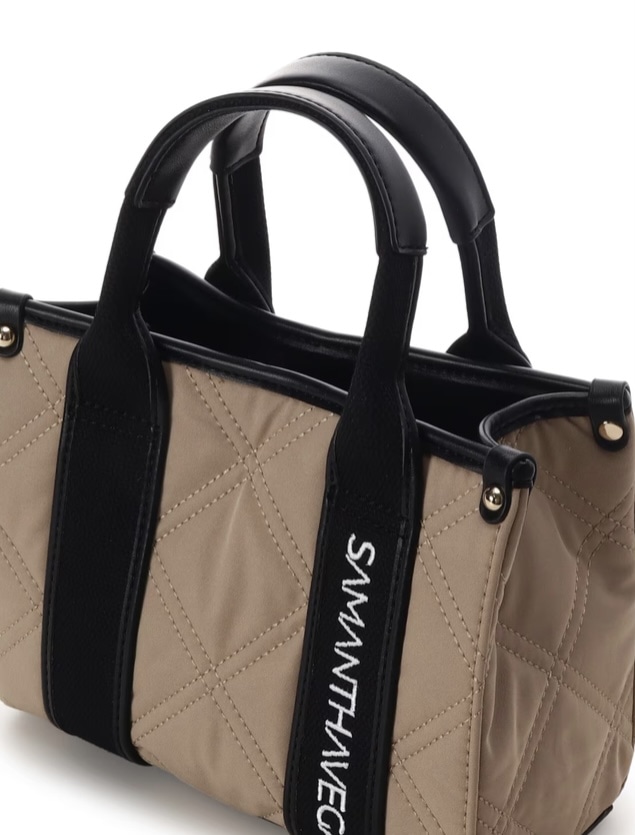 ロゴテープキルティングハンドバッグ（ミニ）【ベージュ】 ベージュ