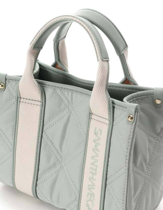 ロゴテープキルティングハンドバッグ（ミニ）【ミント】 ミント