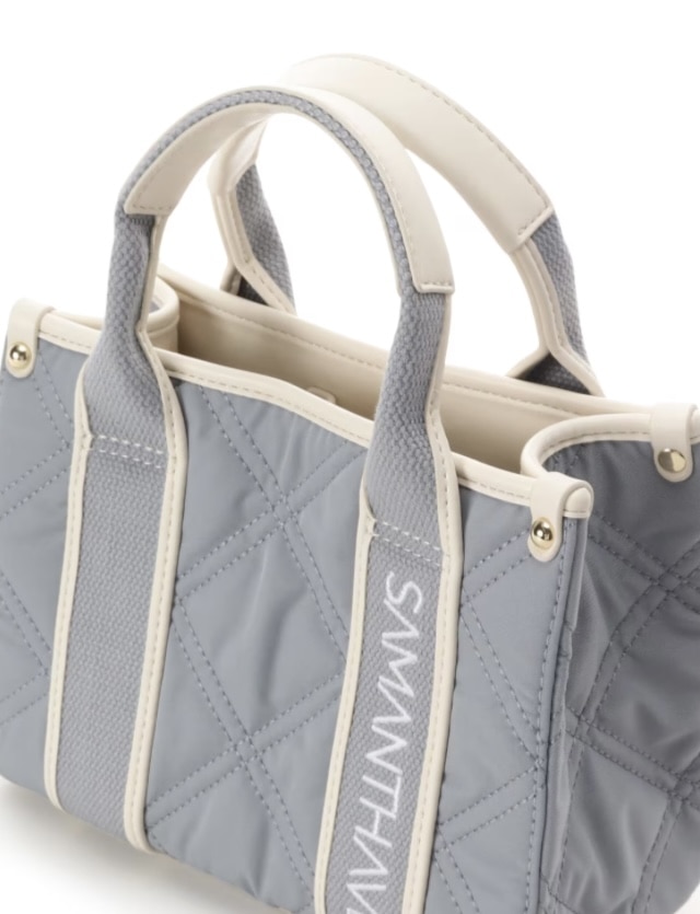 ロゴテープキルティングハンドバッグ（ミニ）【ダルブルー】 ダルブルー