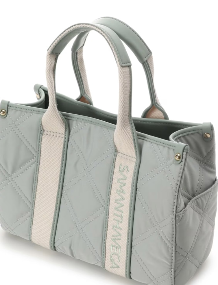 ロゴテープキルティングハンドバッグ（小）【ミント】 ミント