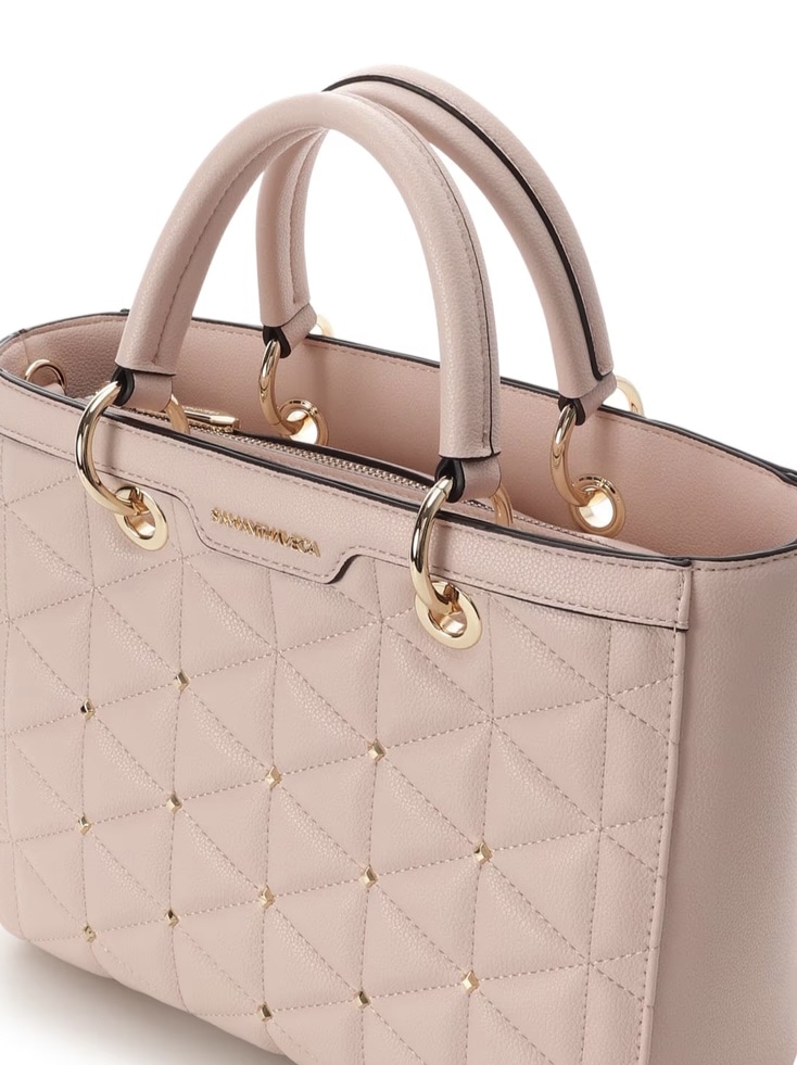 キルティングスタッズスクエアバッグ【ピンク】 ピンク