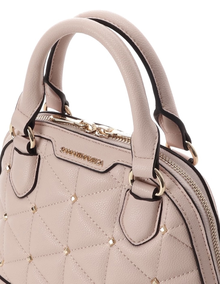 キルティングスタッズハンドバッグ（小）【ピンク】 ピンク