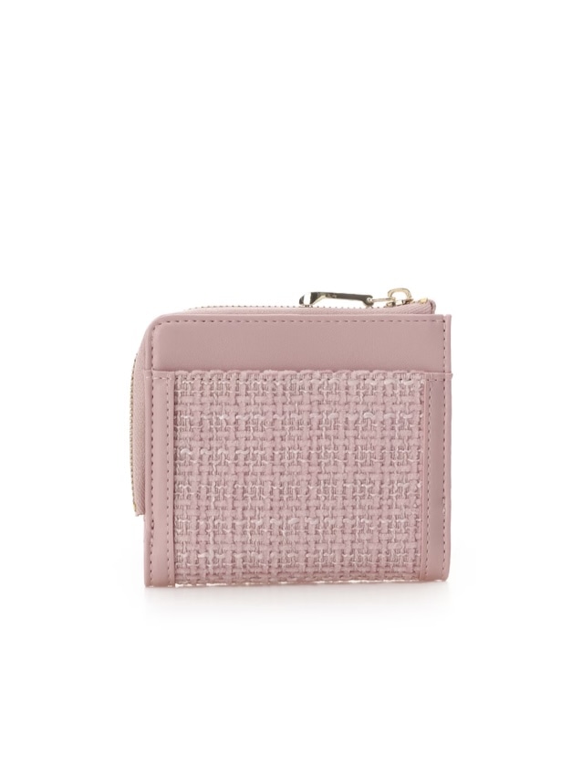 ツイードリボン折財布【ピンク】 ピンク