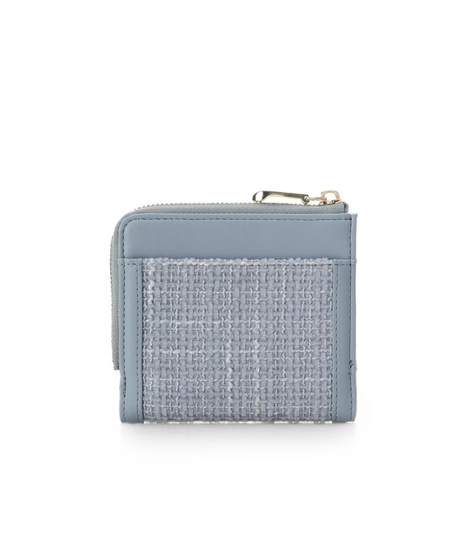 ツイードリボン折財布【ライトブルー】 ライトブルー