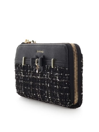 ツイードアクセントリボン長財布【ブラック】 ブラック