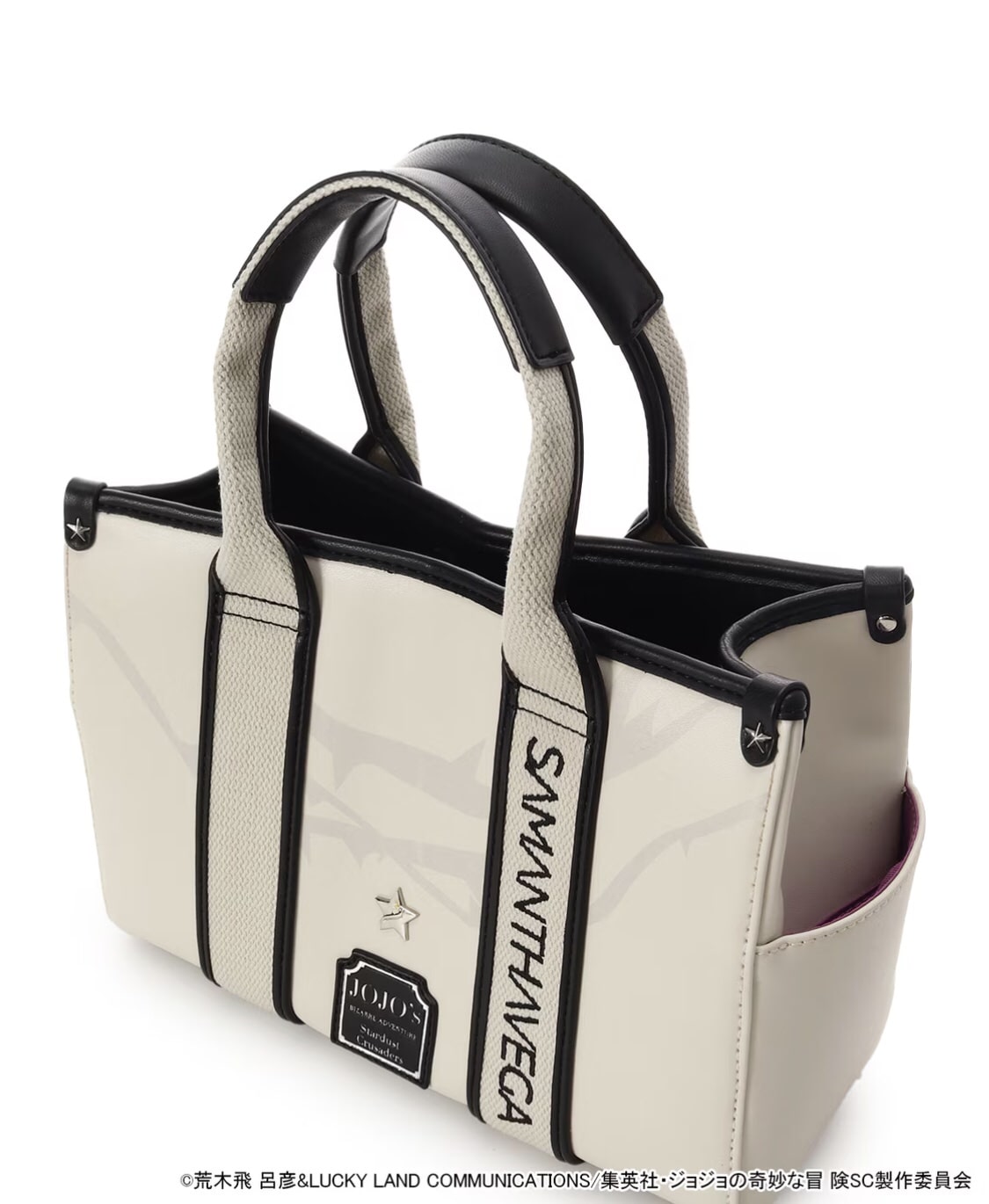 SAMANTHAVEGA×アニメ『ジョジョの奇妙な冒険 スターダストクルセイダース』　「ジョセフ・ジョースター」コレクション　ロゴテープハンドバッグ オフホワイト