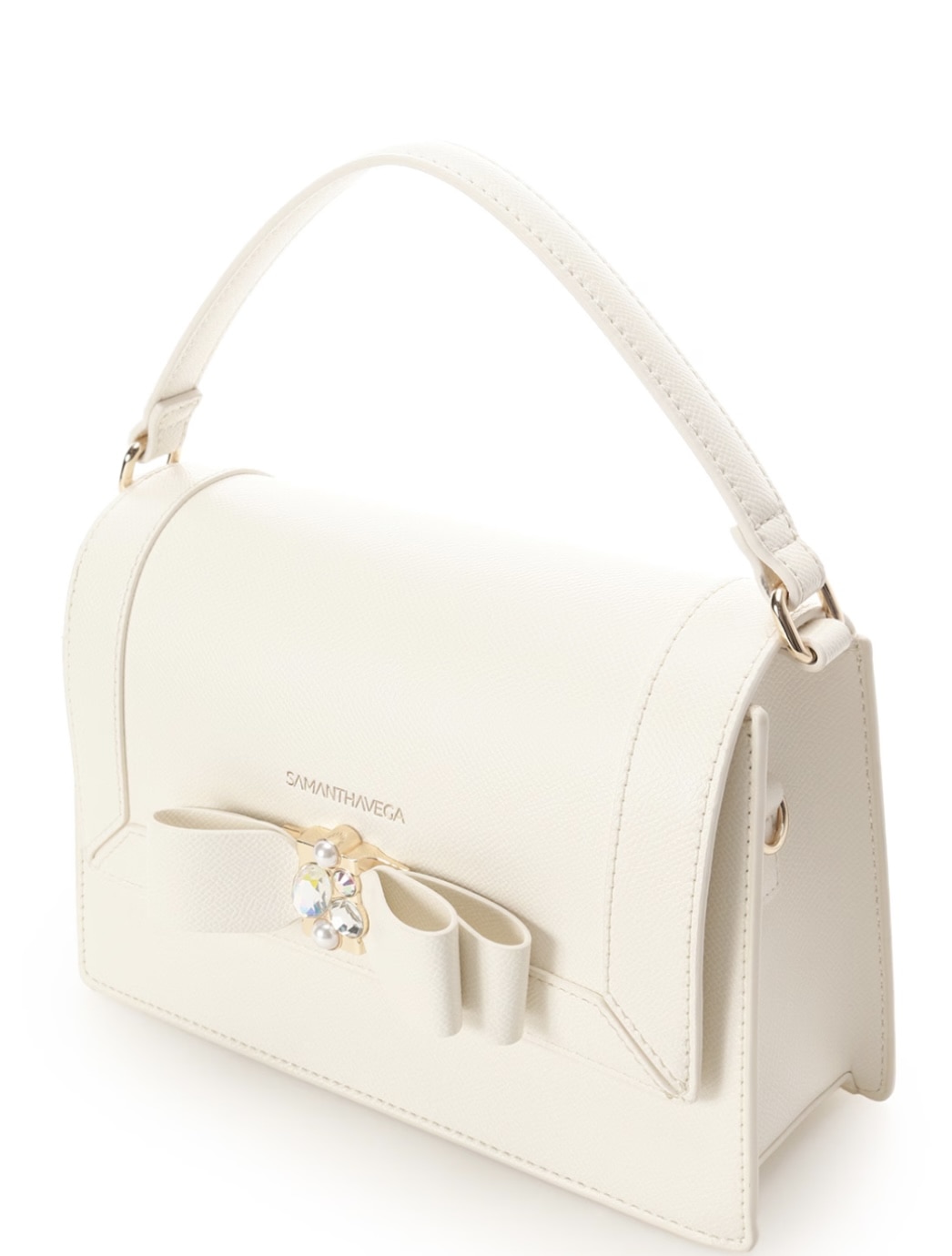 ジュエルリボンショルダーバッグ【ホワイト】 ホワイト