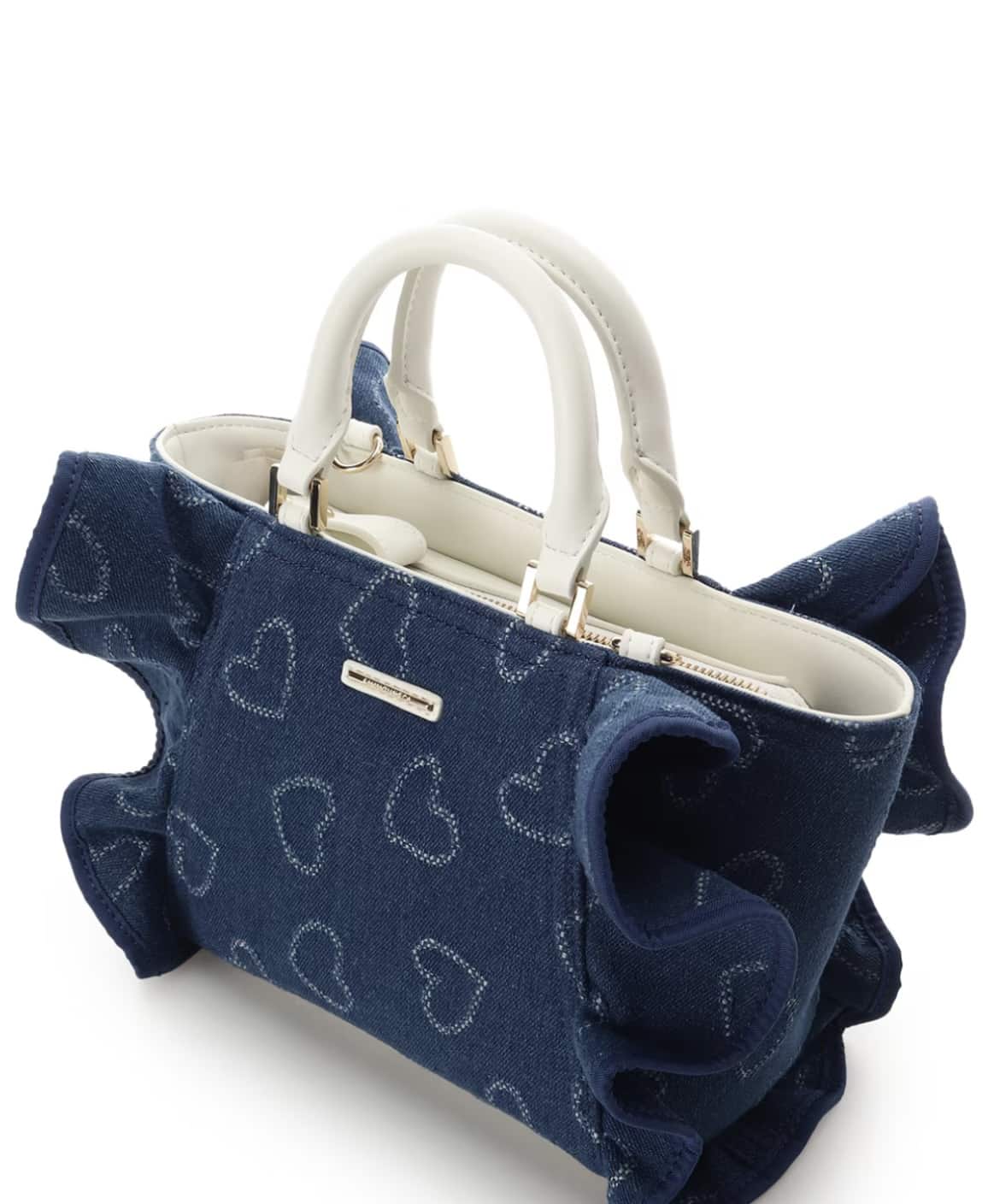 【オンラインショップ＆一部店舗限定】ハートデニムフリルハンドバッグ インディゴ