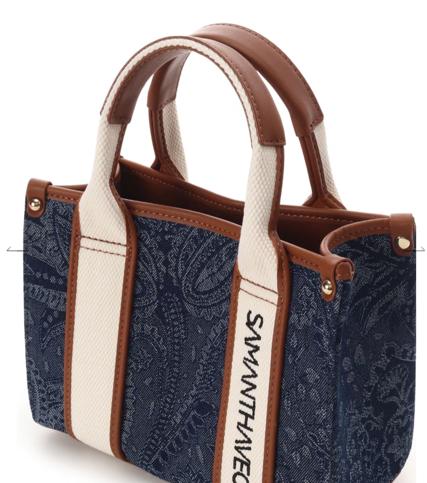  ロゴテープジャガード調トートバッグ（ミニ）【インディゴ】 インディゴ