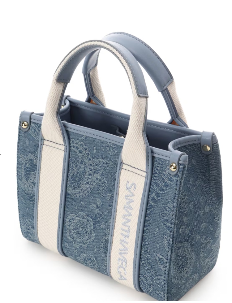 ロゴテープジャガード調トートバッグ（ミニ）【ライトブルー】 ライトブルー