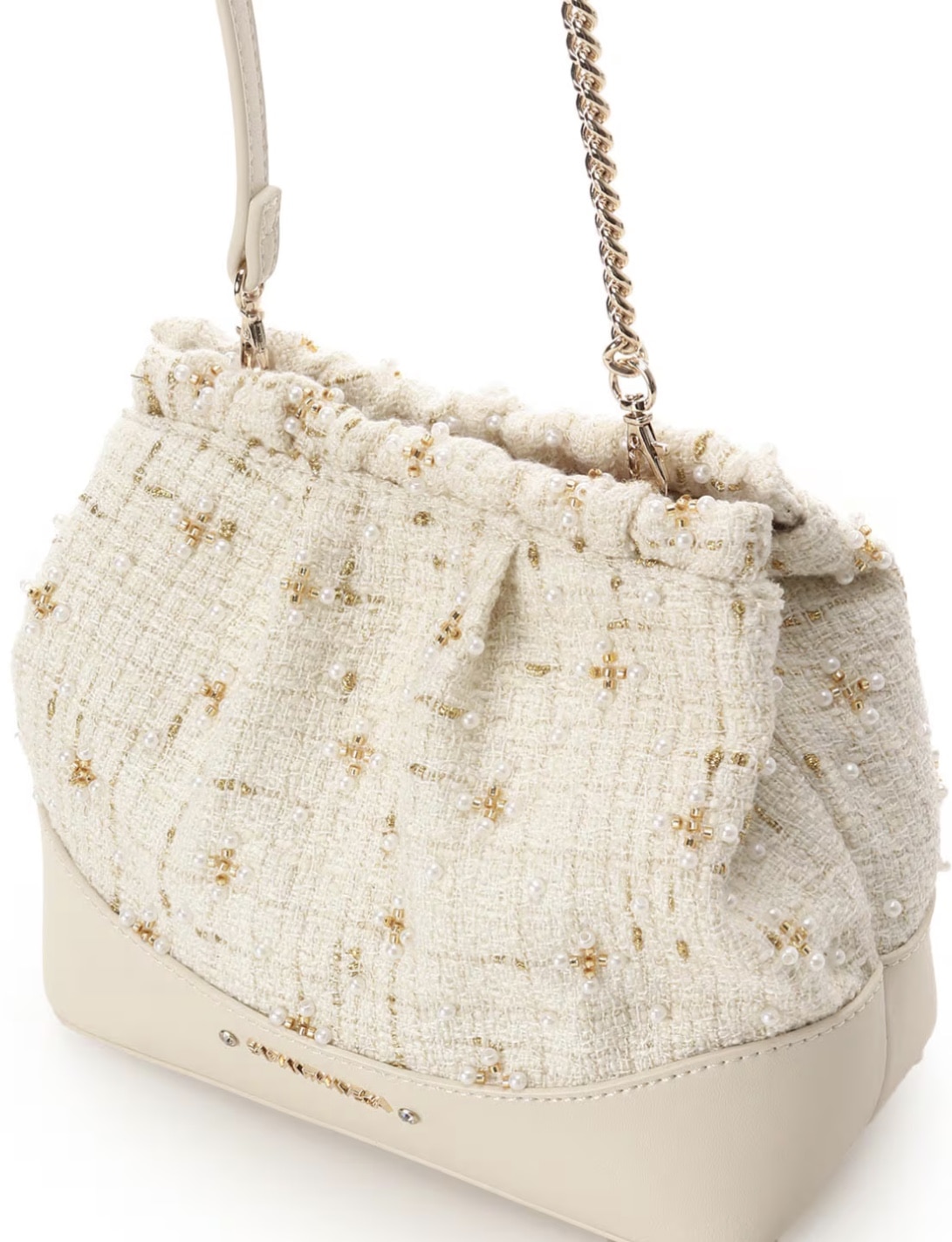 ツイードチェーンショルダーバッグ オフホワイト