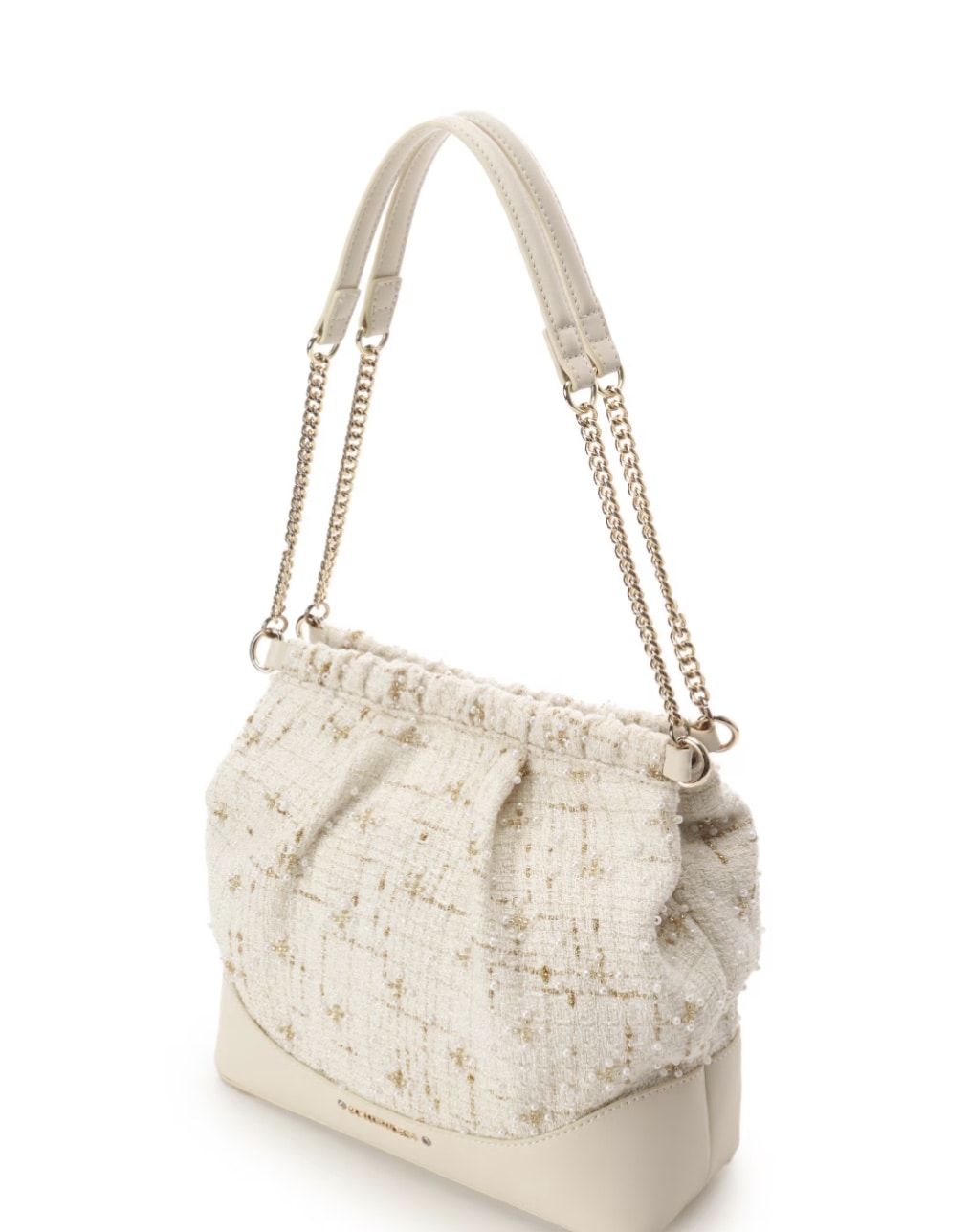 ツイードチェーンハンドバッグ オフホワイト