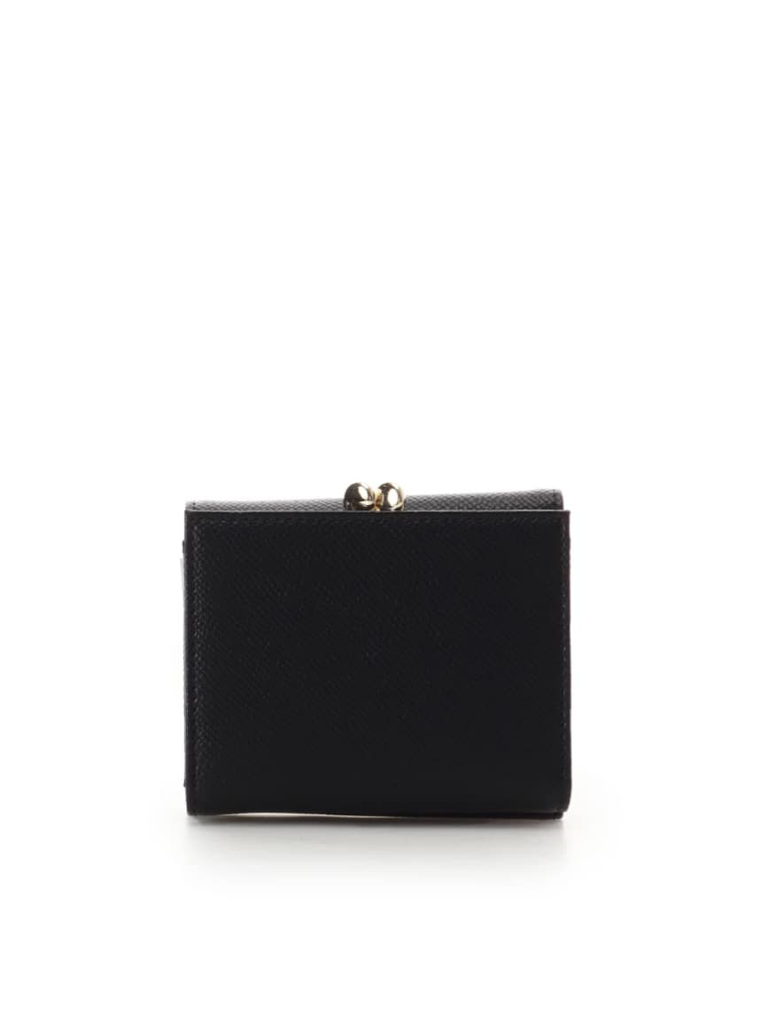 バイカラーアクセントリボン折財布【ブラック】 ブラック