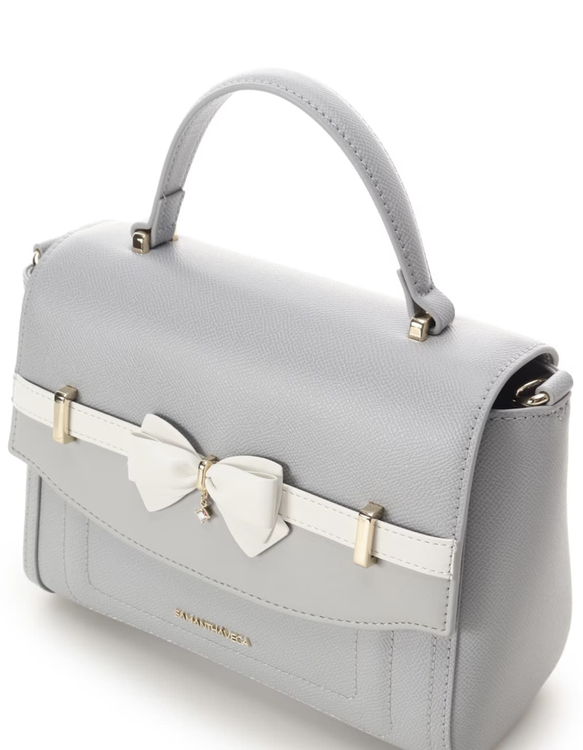 バイカラーアクセントリボンショルダーバッグ【ライトブルー】 ライトブルー