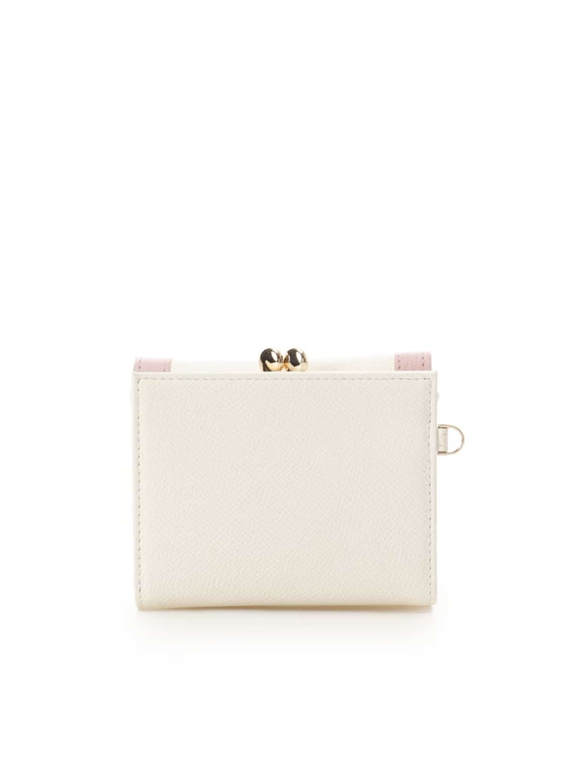 バイカラージュエルリボン折財布【ホワイト】 ホワイト