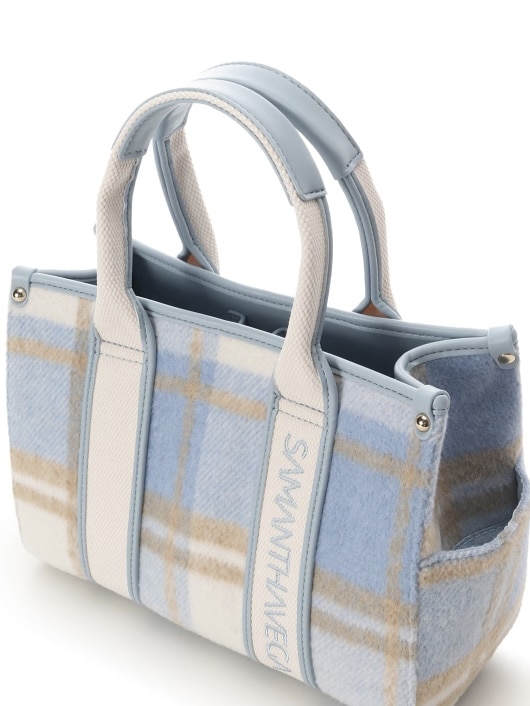 ロゴテープチェックハンドバッグ【ライトブルー】 ライトブルー