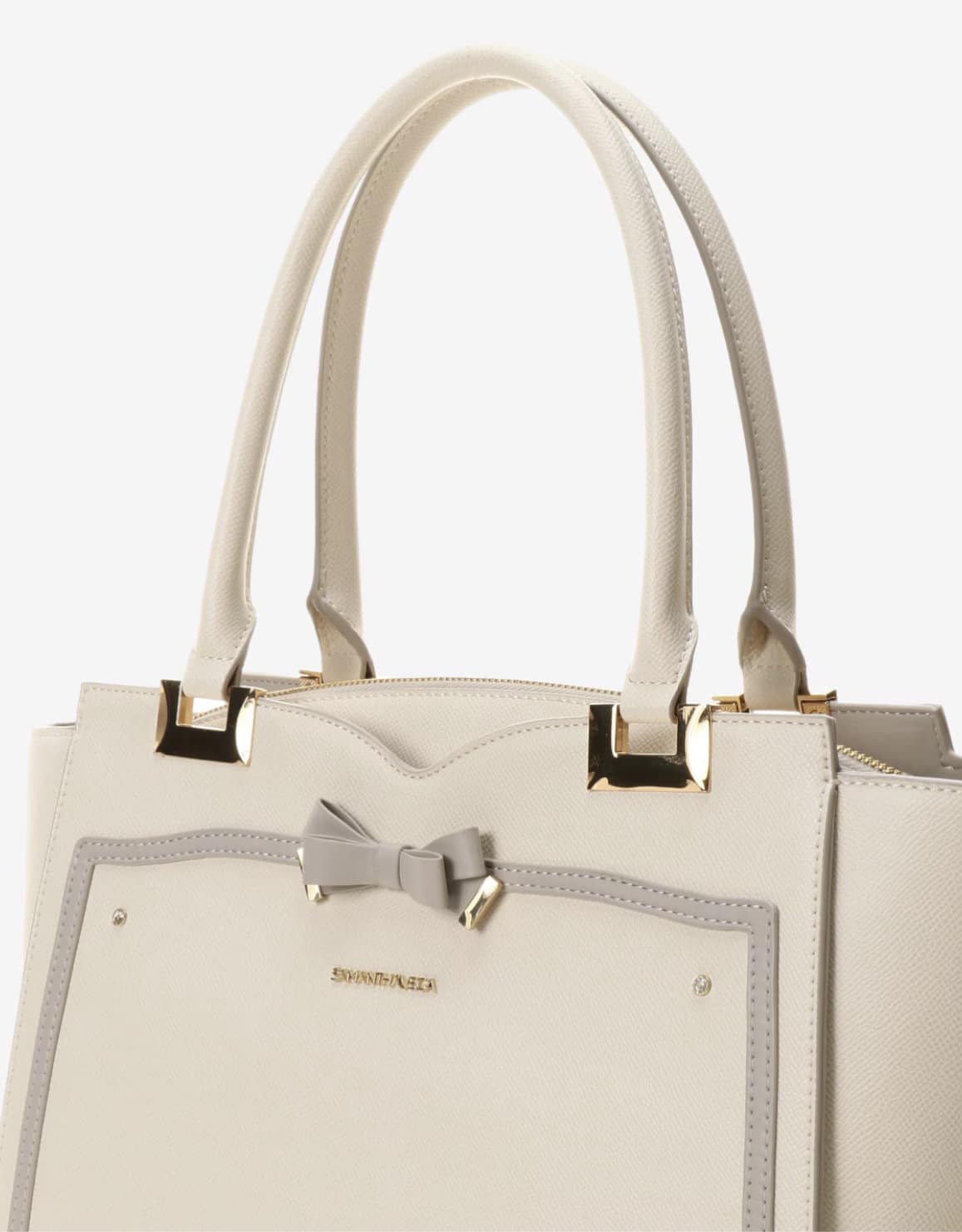 ソリッドリボンA4トートバッグ【オフホワイト】 オフホワイト