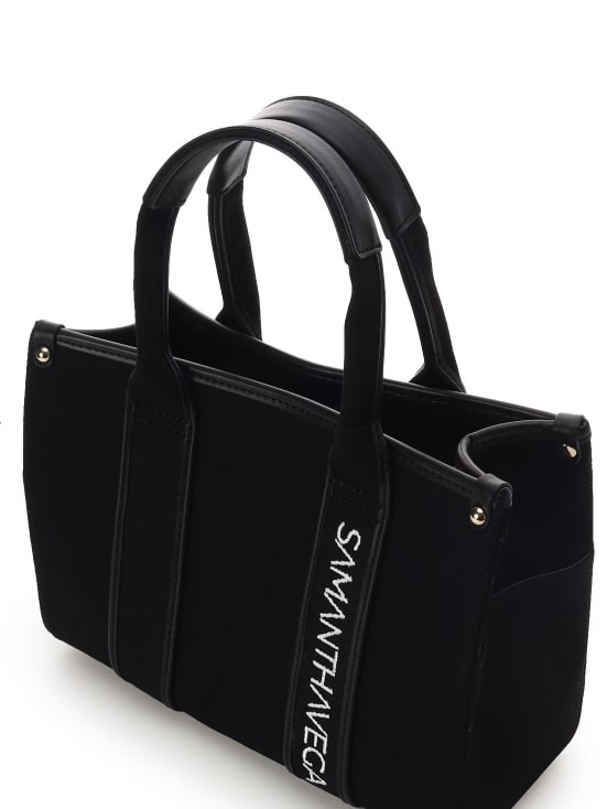 新色ロゴテープキャンバスハンドバッグ（小）【ブラック】 ブラック