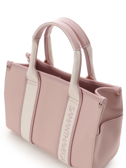 新色ロゴテープキャンバスハンドバッグ（小）【ピンク】 ピンク