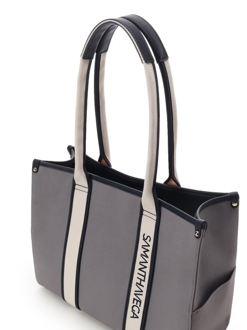 新色ロゴテープキャンバスA4トートバッグ【グレー】 グレー