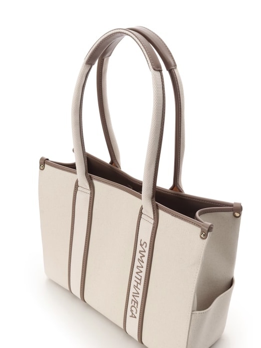 新色ロゴテープキャンバスA4トートバッグ【オフホワイト】 オフホワイト