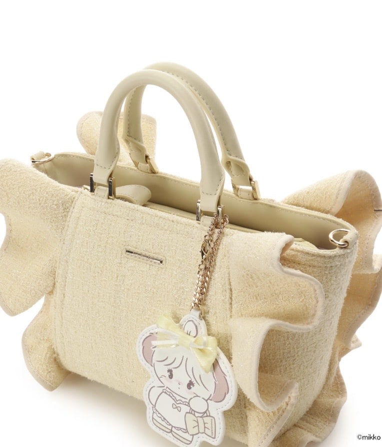 Lil ala mode×SAMANTHAVEGAコレクション ツイードフリルハンドバッグ【スフレ】 イエロー