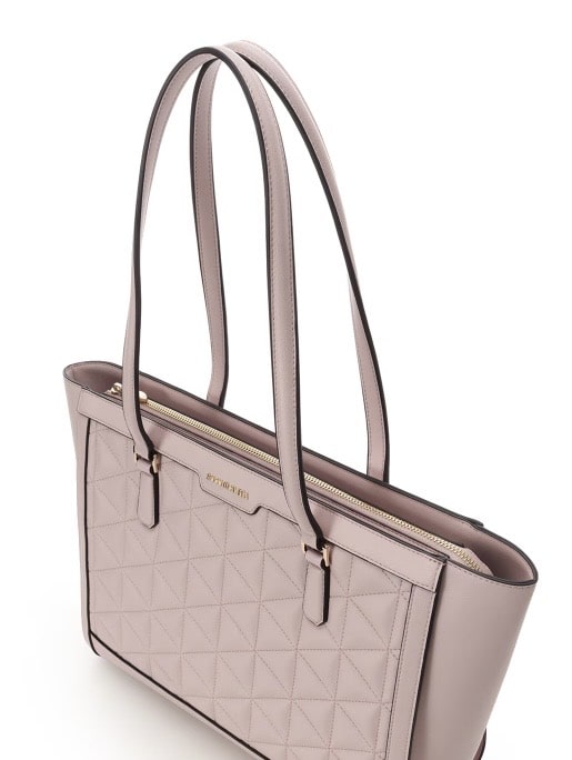 キルティングフェイクレザートートバッグ【ピンクベージュ】 ピンクベージュ