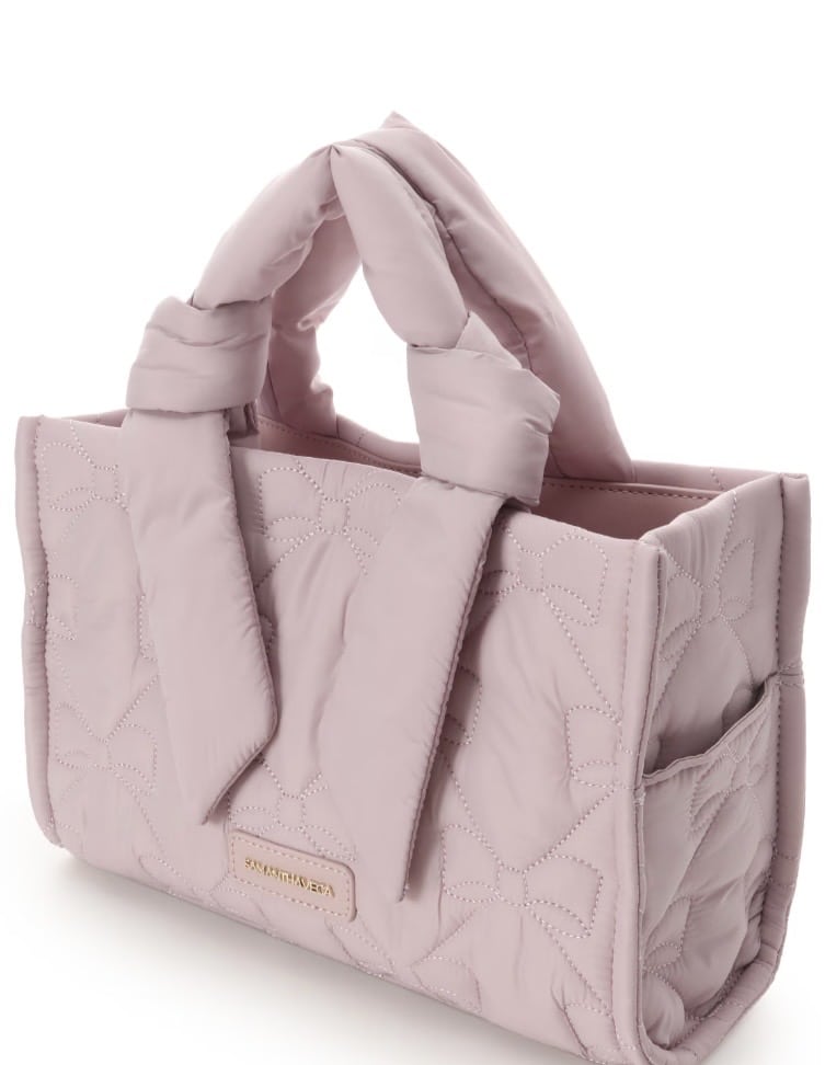 リボンキルティングハンドバッグ【ピンク】 ピンク