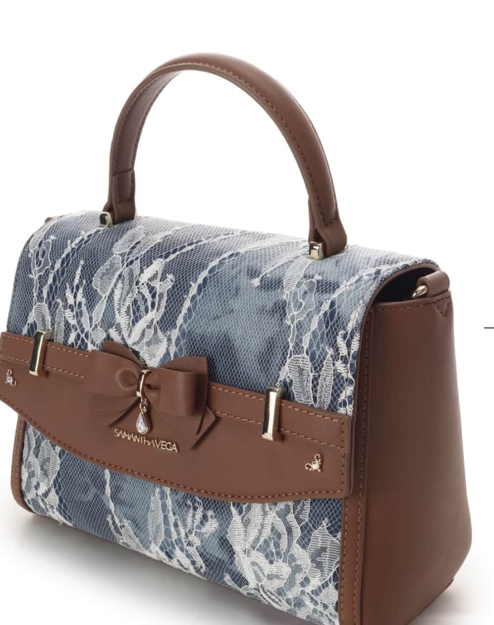 デニム調アクセントリボンショルダーバッグ【インディゴ】 インディゴ