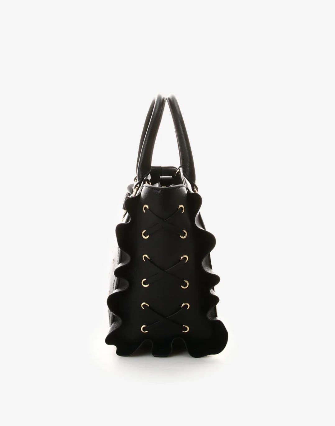 サイドレースアップリボンビジューフラッター　【ブラック】 ブラック