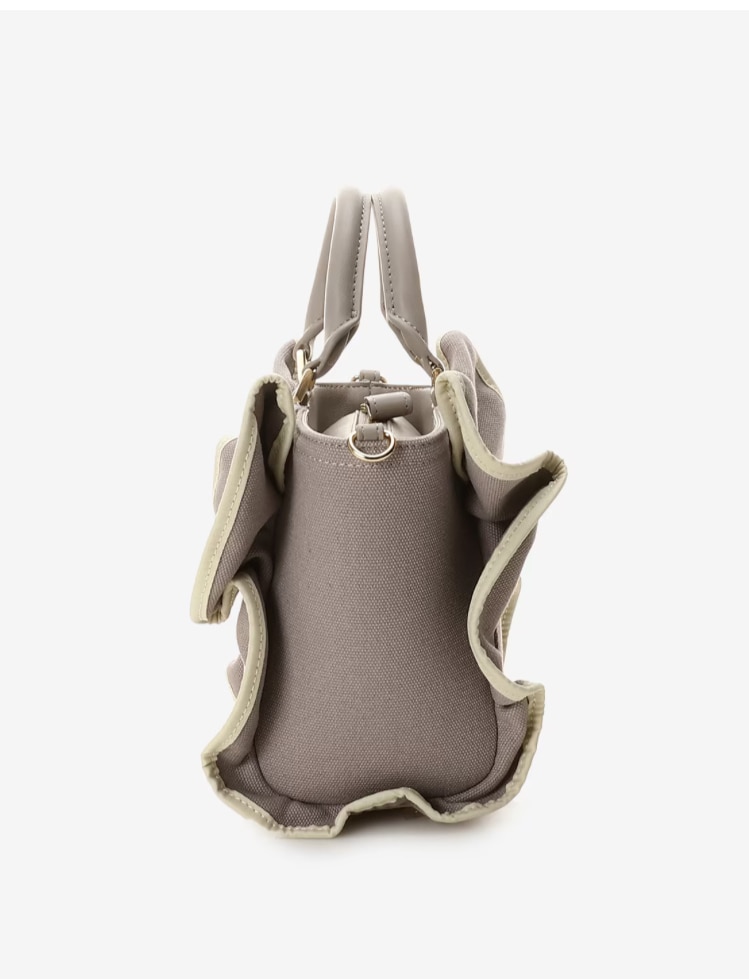 パイピングフリルハンドバッグ（小）【ダークグレー】 ダークグレー