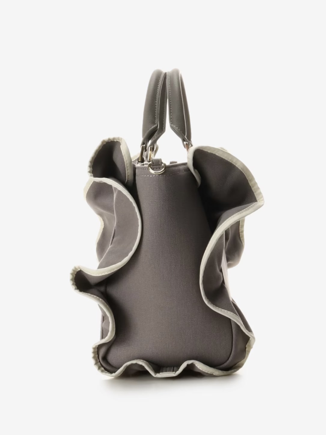 パイピングフリルハンドバッグ（大）【ダークグレー】 ダークグレー