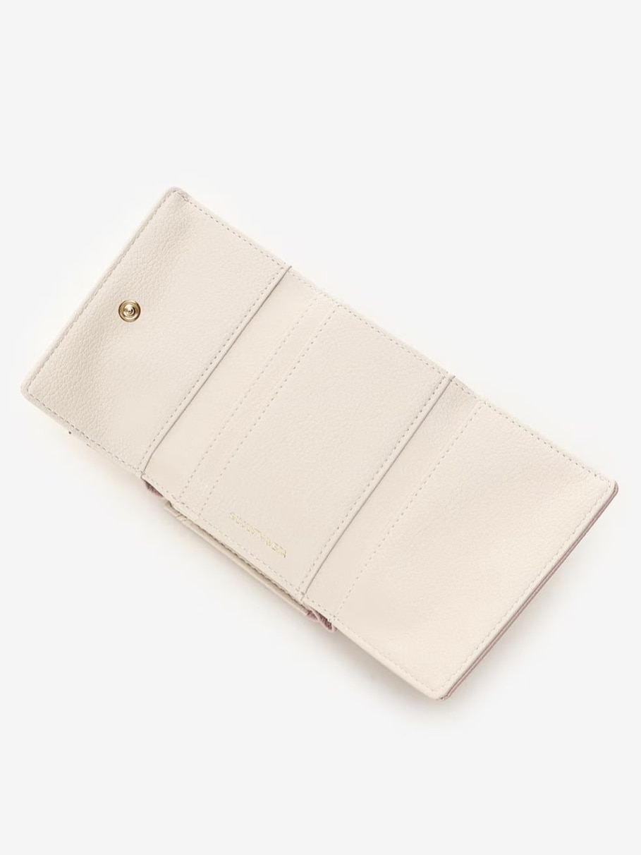 バイカラーアクセントリボン折財布【ピンク】 ピンク