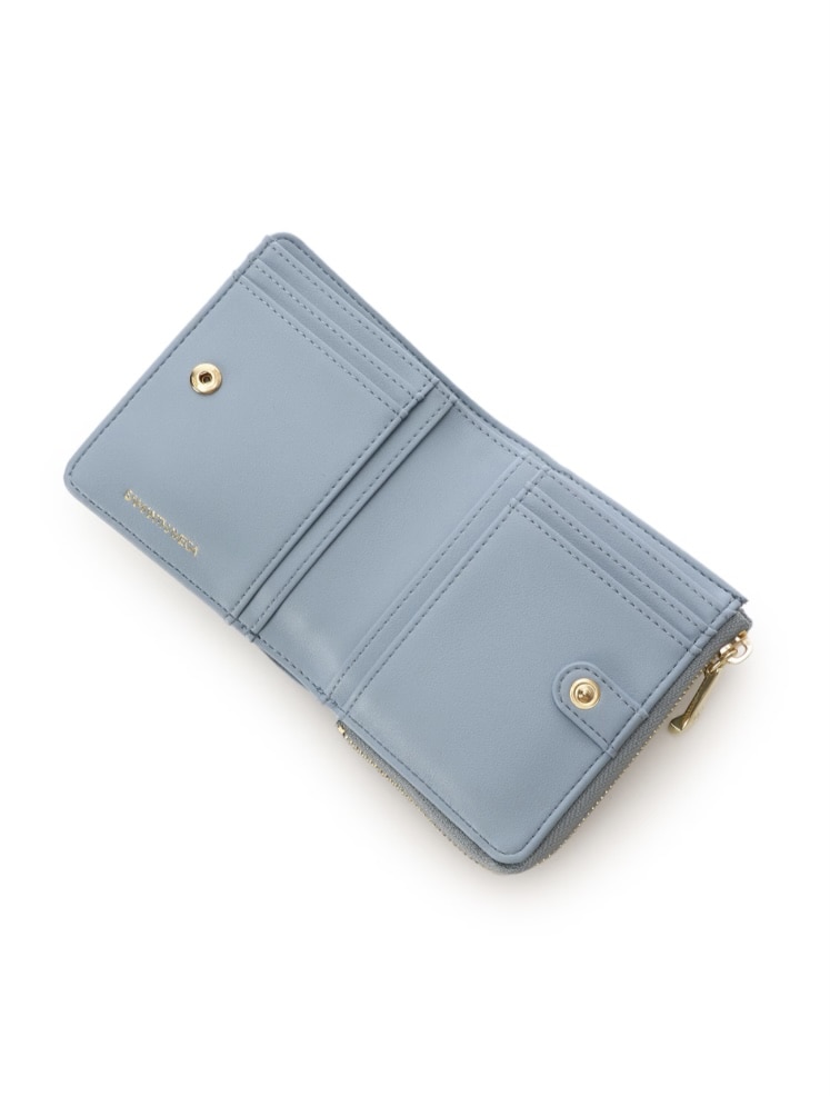 ツイードリボン折財布【ライトブルー】 ライトブルー