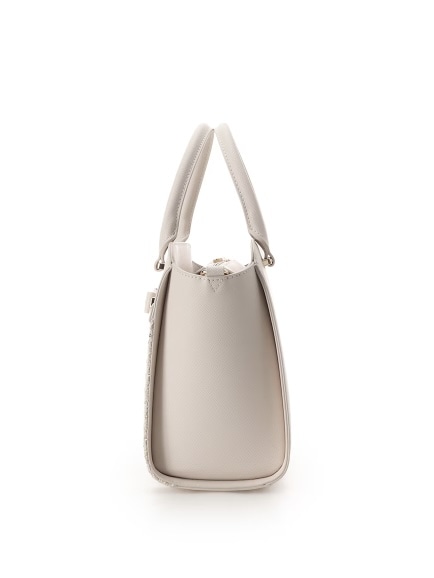 ツイードアクセントリボンハンドバッグ【ホワイト】 ホワイト