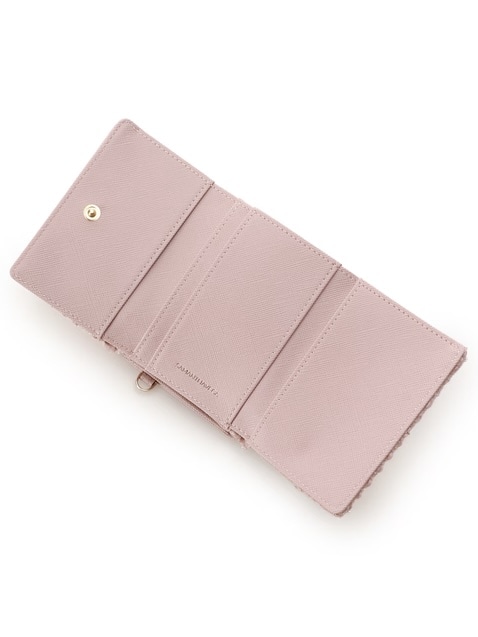 ツイードアクセントリボン折財布【ピンク】 ピンク