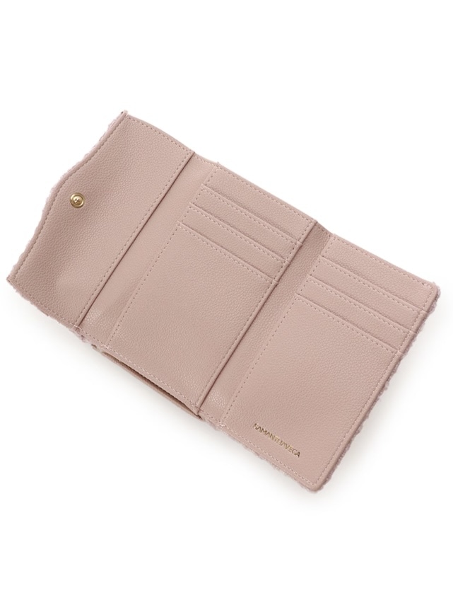 ソリッドリボンツイード折財布【ピンク】 ピンク