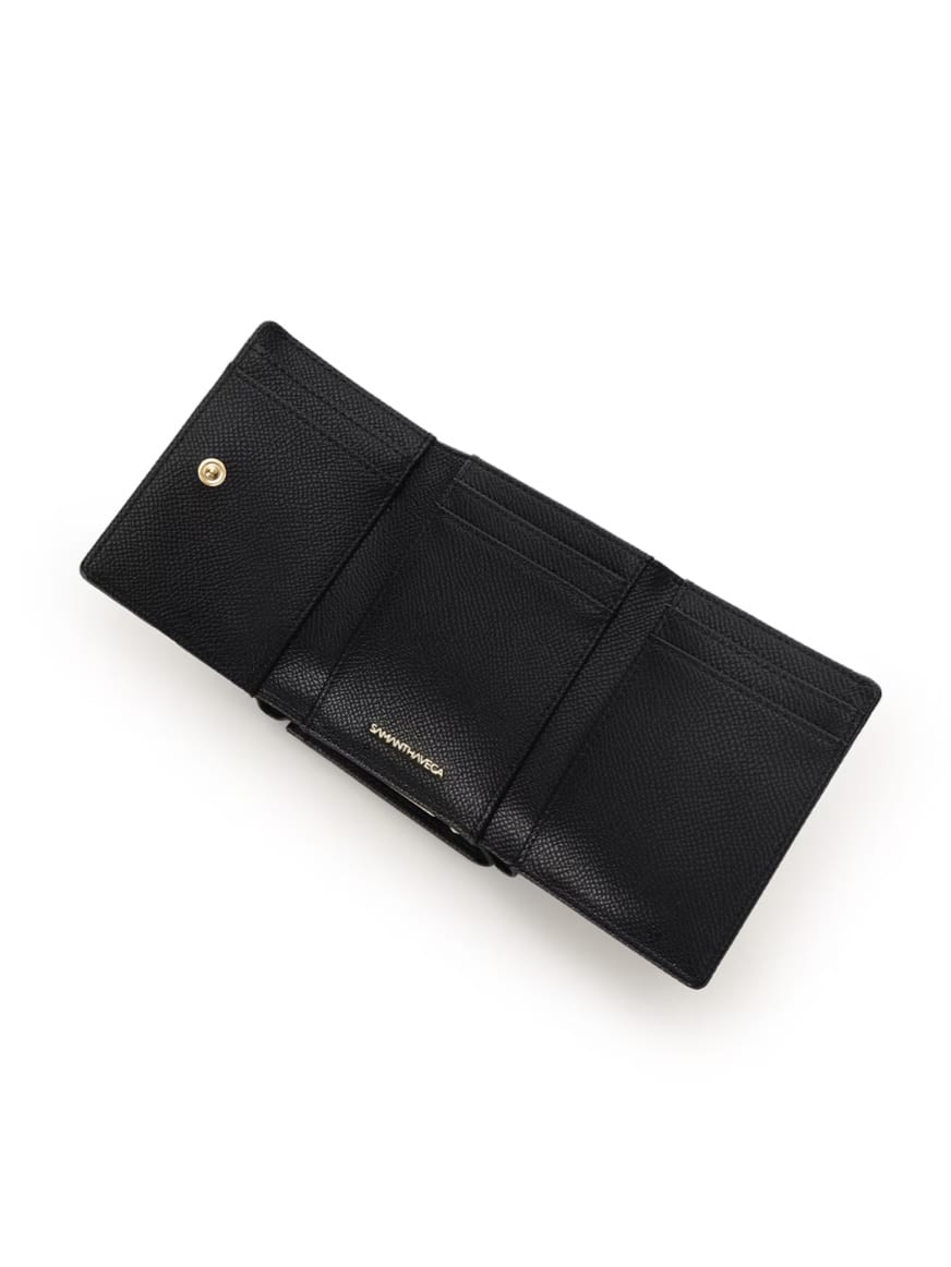 バイカラーアクセントリボン折財布【ブラック】 ブラック