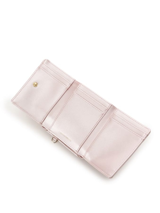  [Holiday Collection]パールカラージュエルリボン折財布【ピンク】 ピンク