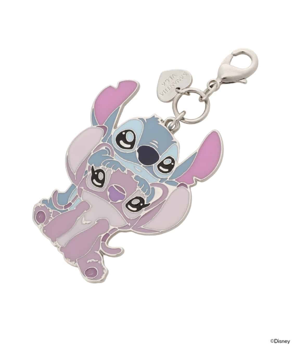 「スティッチ」「エンジェル」２wayバッグチャーム シルバー