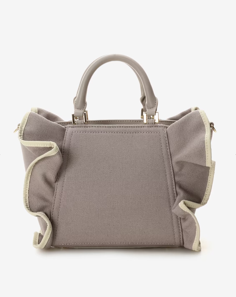 パイピングフリルハンドバッグ（小）【ダークグレー】 ダークグレー