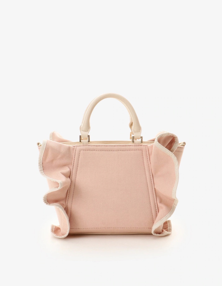 パイピングフリルハンドバッグ（小）【ベビーピンク】 ベビーピンク