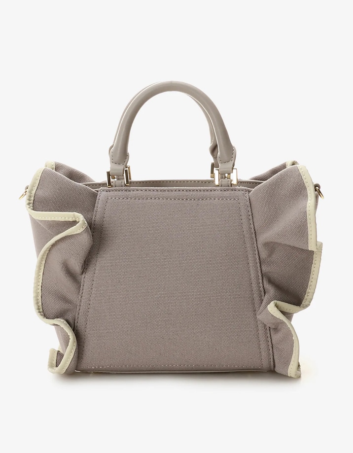 パイピングフリルハンドバッグ（小）【グレージュ】 グレージュ