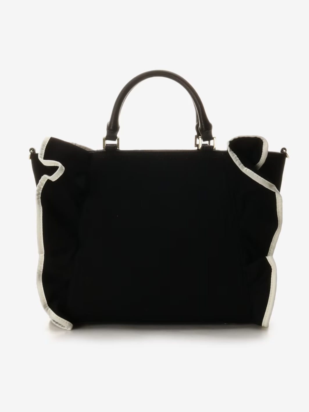 パイピングフリルハンドバッグ（大）【ブラック】 ブラック