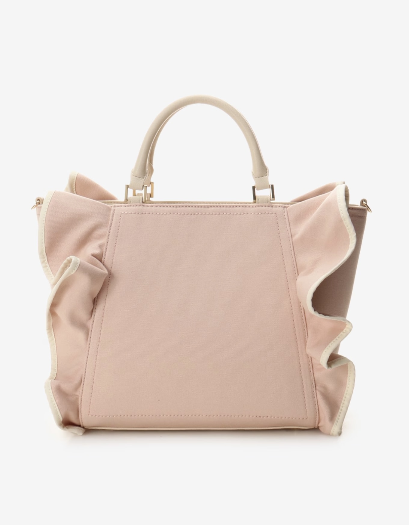 パイピングフリルハンドバッグ（大）【ベビーピンク】 ベビーピンク