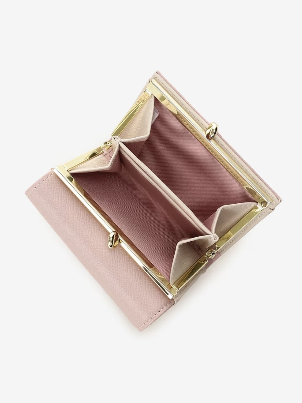 バイカラーアクセントリボン折財布【ピンク】 ピンク