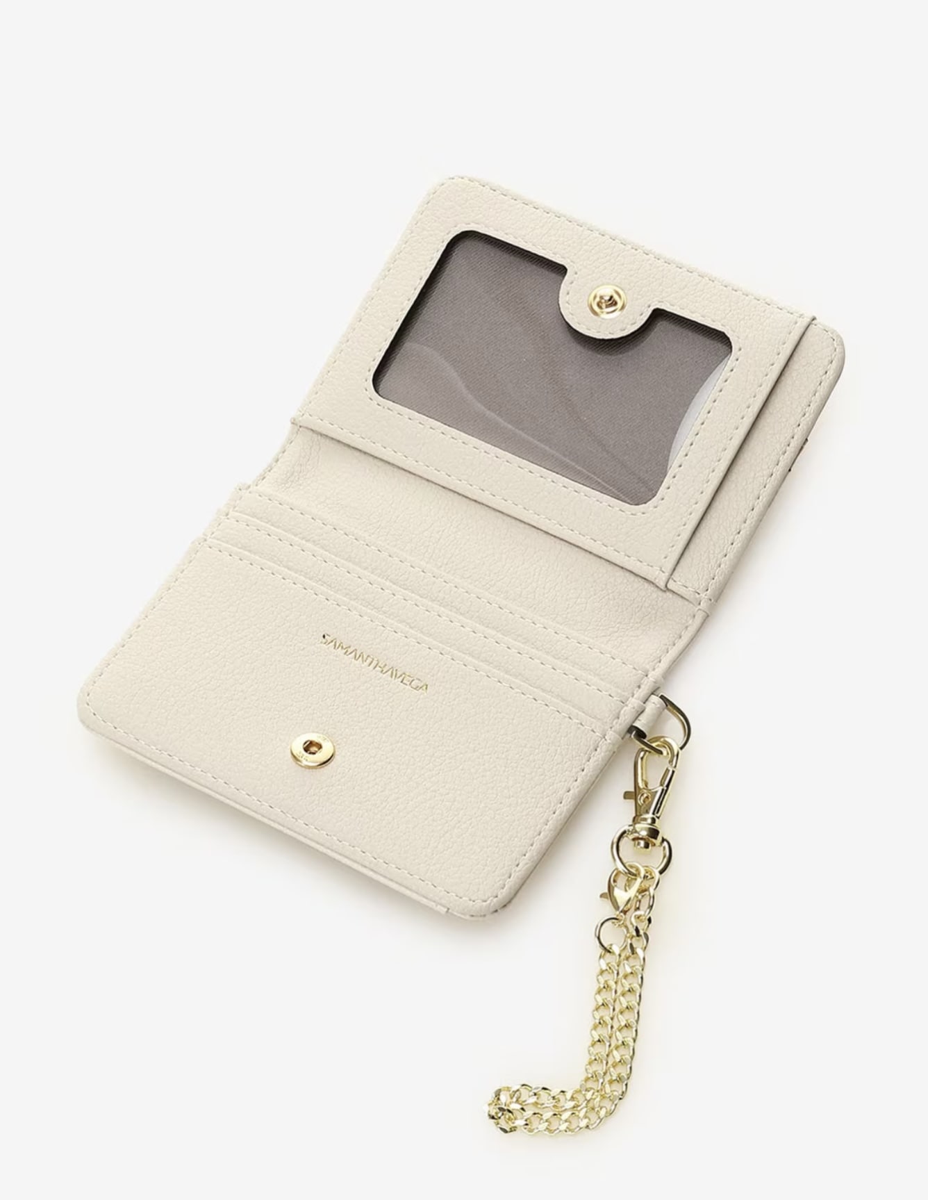 バイカラーアクセントリボンパスケース【オフホワイト】 オフホワイト