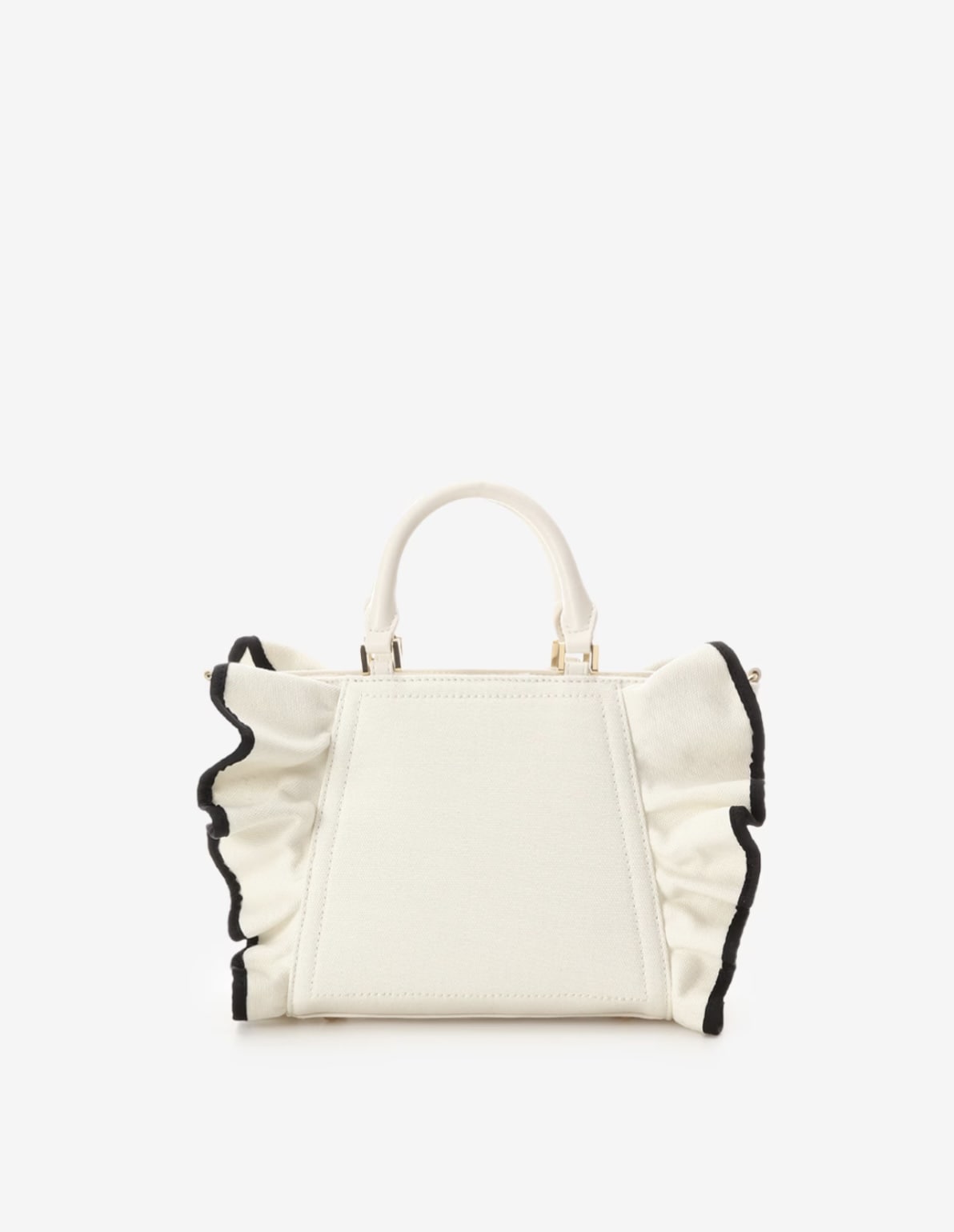 リボンフリルハンドバッグ（小）【ホワイト】 ホワイト