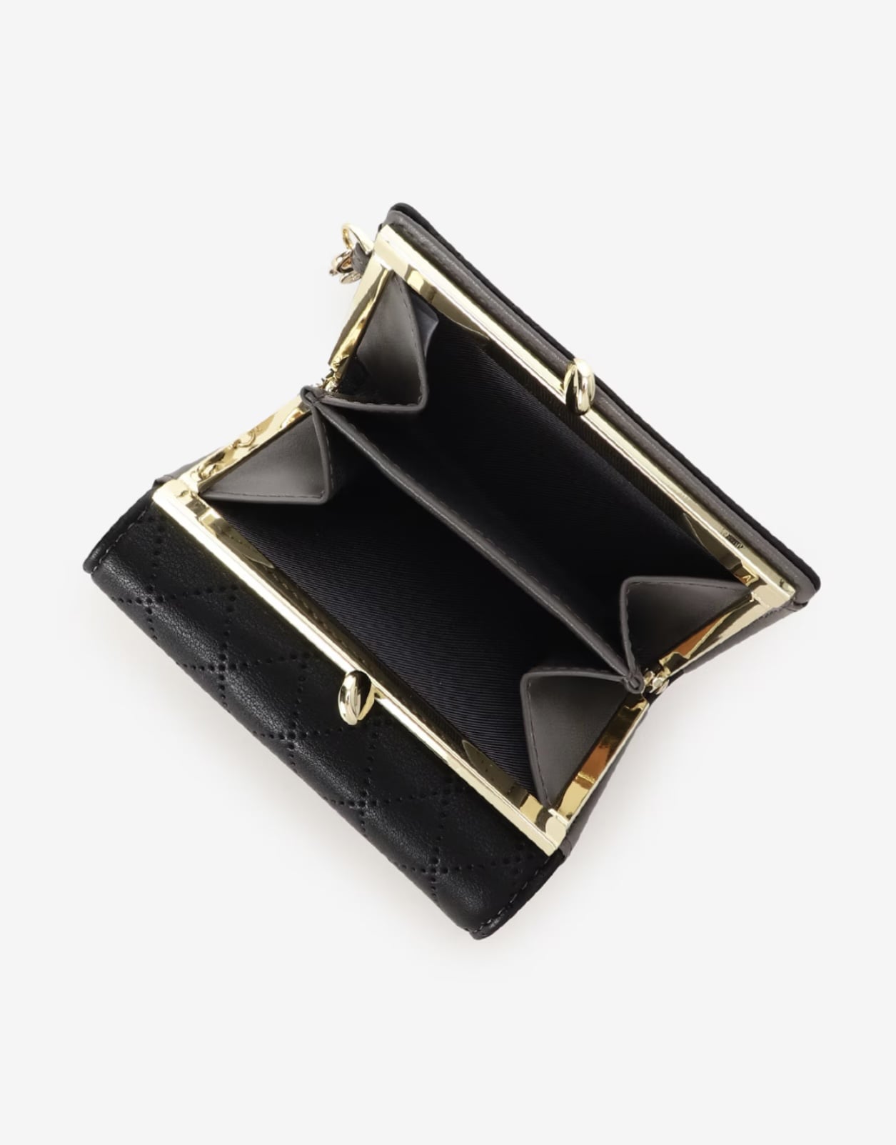 キルティングアクセントリボン折財布【ブラック】 ブラック